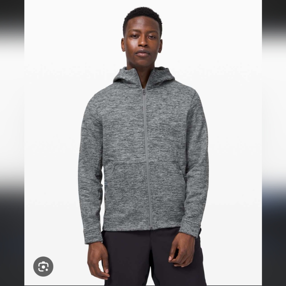 Men's Lululemon Welterweight Zip Down Hoodie Sweatshirt in Heathered Gray L